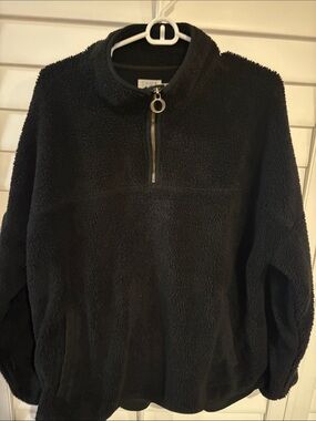 Women’s Time And Tru Black Sherpa Half-Zip Turtleneck Pullover size 1X